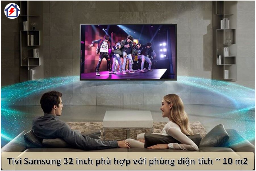 Tivi Samsung 32 inch phù hợp với diện tích không gian là bao nhiêu?