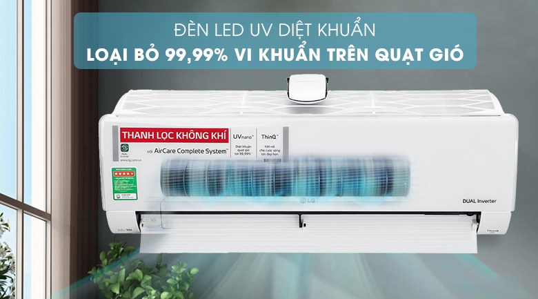 2. Công nghệ UVnano trên máy lạnh LG V13APFUV giúp diệt sạch vi khuẩn gây bệnh