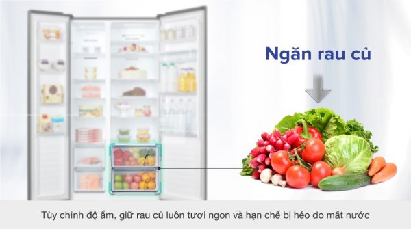 6. Tủ lạnh có ngăn rau củ giúp giữ tươi ngon có thể tuỳ chỉnh độ ẩm phfu hợp