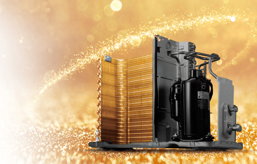 5. Thiết kế giúp bảo vệ máy lạnh LG hiệu quả nhờ dàn tản nhiệt bằng đồng và lớp phủ Gold Fin