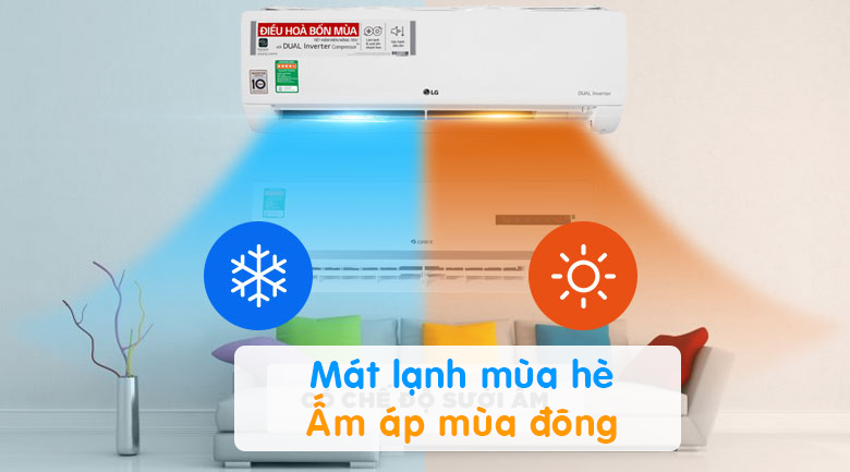 3. Máy lạnh LG inverter 2 chiều B10API  làm lạnh và sưởi ấm tức thì