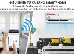 7. Điều hoà không khí LG này có thể điều khiển từ xa bằng Smart Phone nhờ công nghệ LG ThinQ