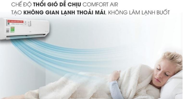 3. Máy lạnh LG 12000BTU 1 chiều inverter UV ứng dụng chế độ Comfort Air cho gió thổi dễ chịu
