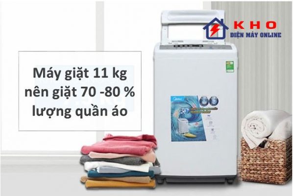 5. Máy giặt 11 kg giặt được tối đa bao nhiêu lượng quần áo?