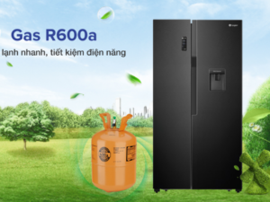 3. Tủ lạnh 550 lít Casper side by side giá rẻ sử dụng gas R600a giúp làm lạnh nhanh và tiết kiệm năng lượng