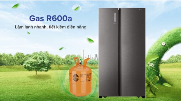 4. Tủ lạnh Casper 552 lít sử dụng Gas R600a giúp lạnh lạnh siêu nhanh và tiết kiệm điện