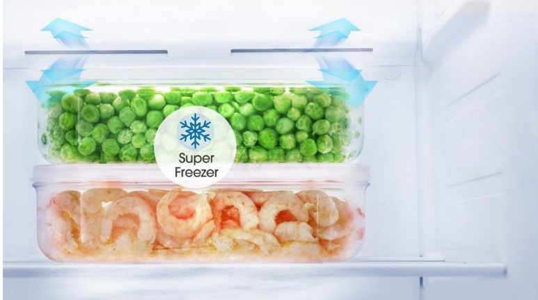 6. Tủ lạnh Casper Inverter 552l sở hữu chế độ Super Cool – Super Freeze giúp thực phẩm luôn được tươi ngon