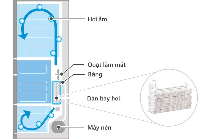 2. Tủ lạnh R-ZX740KV (X) tiết kiệm điện năng với công nghệ làm lạnh tái tạo băng Frost Recycling