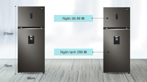 3. Sở hữu dung tích 374 lit, tủ lạnh LG GN-D372BLA phù hợp với gia đình 3-4 người