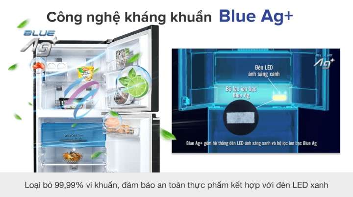 4. Công nghệ Blue Ag+ diệt khuẩn 99,99% toàn bộ ngăn mát 