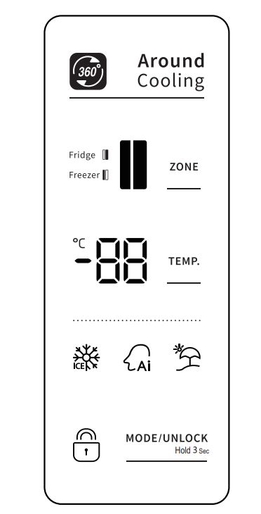 1. Giới thiệu các nút chức năng trên bảng điều khiển tủ lạnh Casper