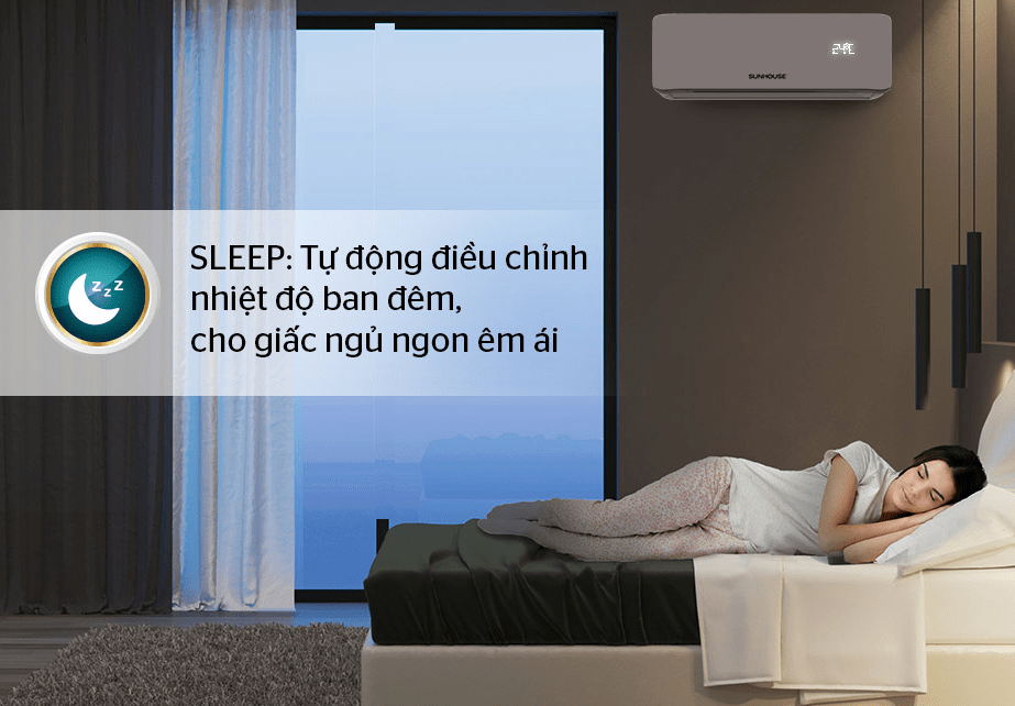 8. Trang bị chế độ SLEEP tự động điều chỉnh nhiệt độ ban đêm