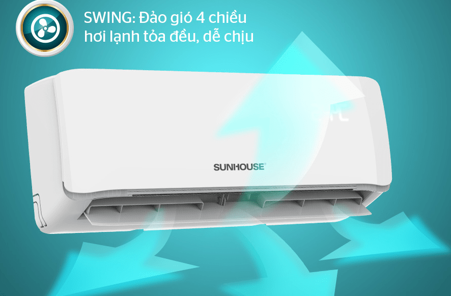 Nhờ chế độ Swing Máy lạnh Sunhouse SHR AW09C320 có thể đưa khí lạnh toả khắp phòng