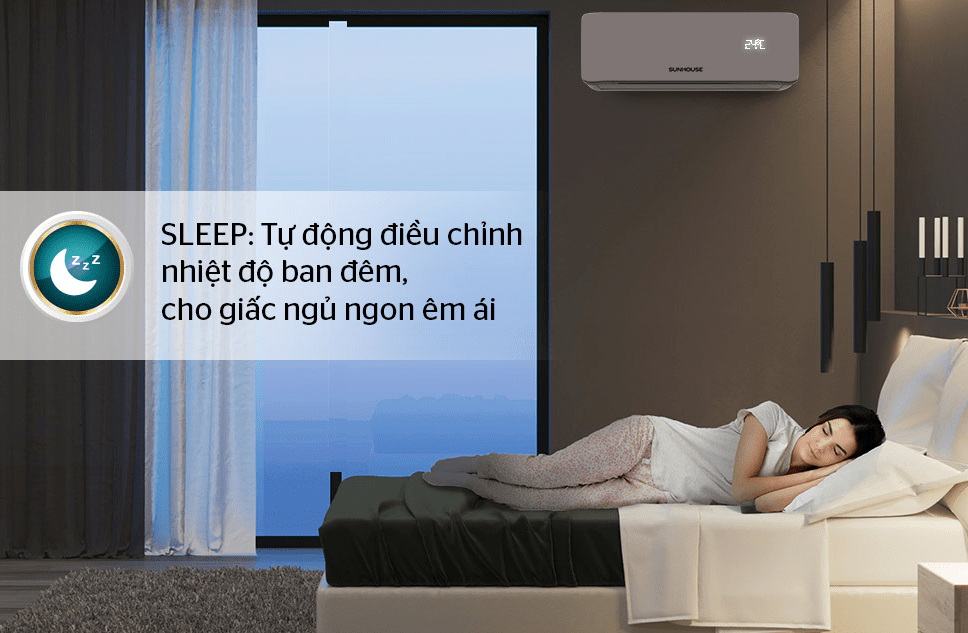 8. Chế độ SLEEP tự động điều chỉnh nhiệt độ ban đêm