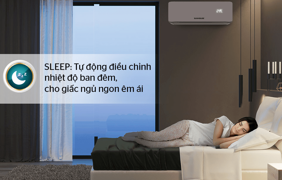 5. Điều hòa SHR-AW12C320 mang lại cho người dùng giấc ngủ êm ái nhờ có chế độ tự động Sleep