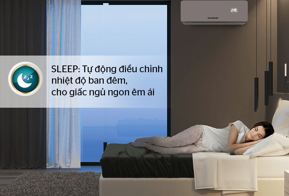 9. AW12H310 - máy lạnh 1 chiều có chức năng SLEEP giúp giấc ngủ ngon êm ái, sâu giấc