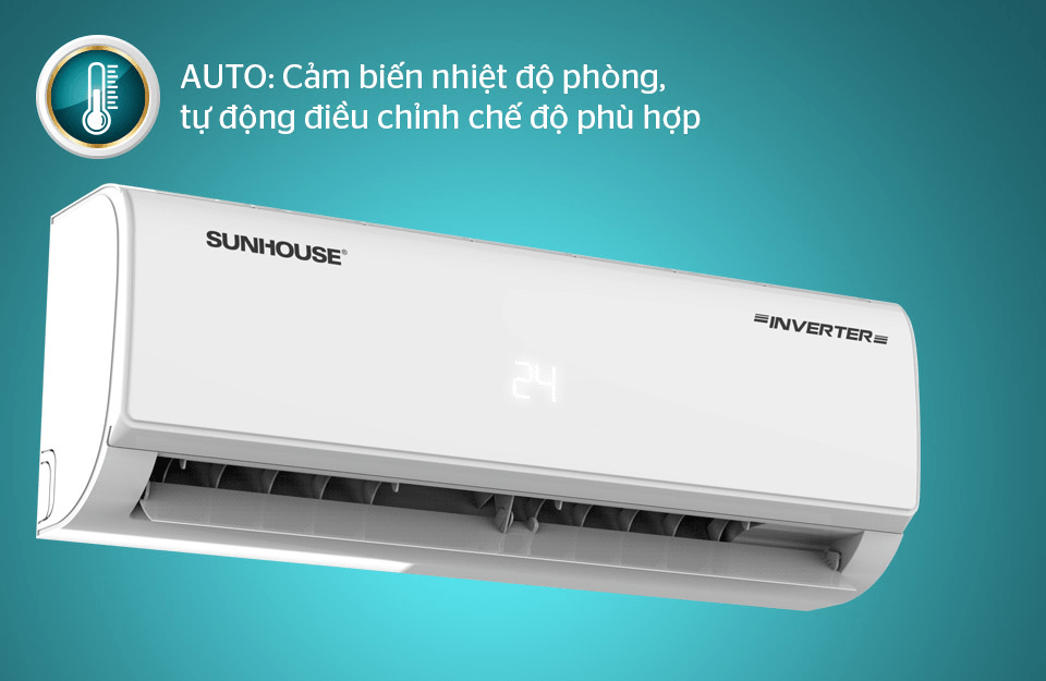 11. Tự động điều chỉnh chế độ phù hợp nhờ tính năng AUTO trên máy lạnh Sunhouse AW18IC610