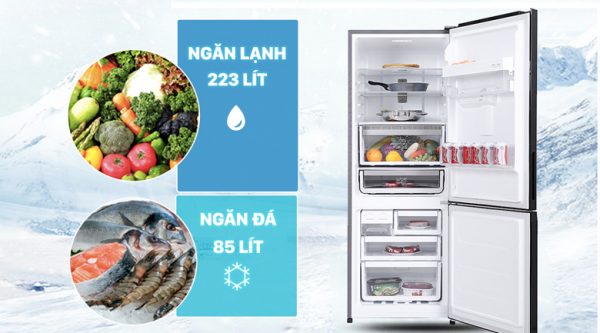 1. Tủ lạnh Electrolux EBB3442K-H thiết kế nhỏ gọn dung tích 308 lít
