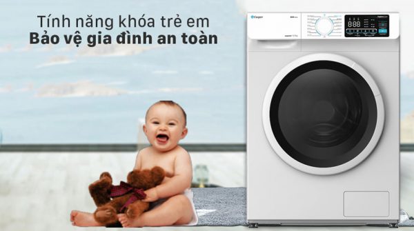 Máy giặt giá rẻ WF-95I140BWC tinh tế với tính năng khoá trẻ em tránh trẻ táy máy