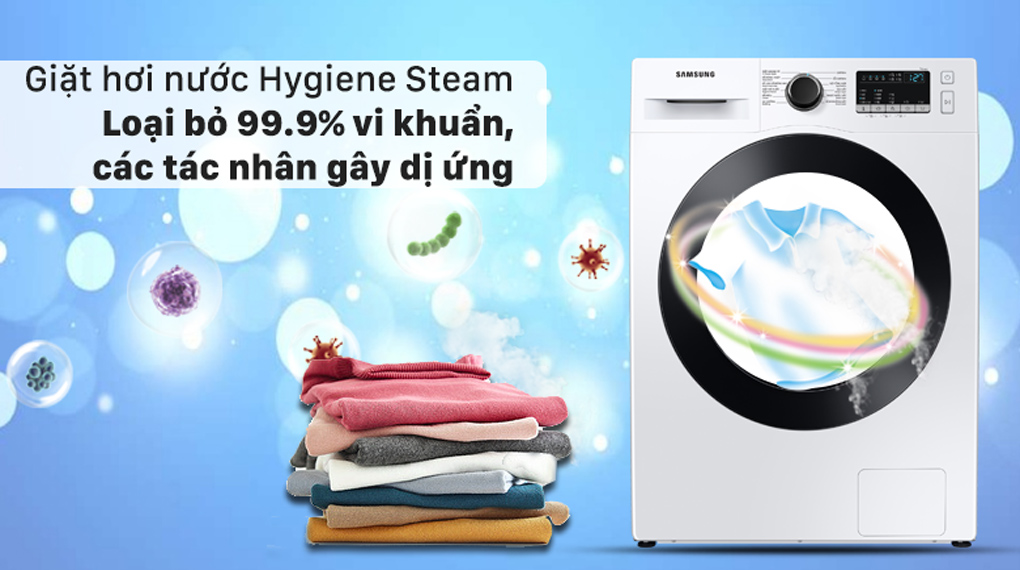 Công nghệ giặt hơi nước Hygiene Steam diệt khuẩn hiệu quả 99,9%