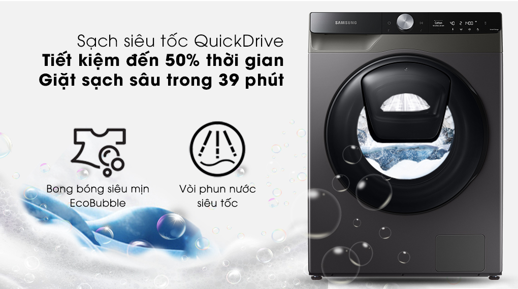 Tiết kiệm thời gian, giặt xả nhanh chóng với QuickDrive