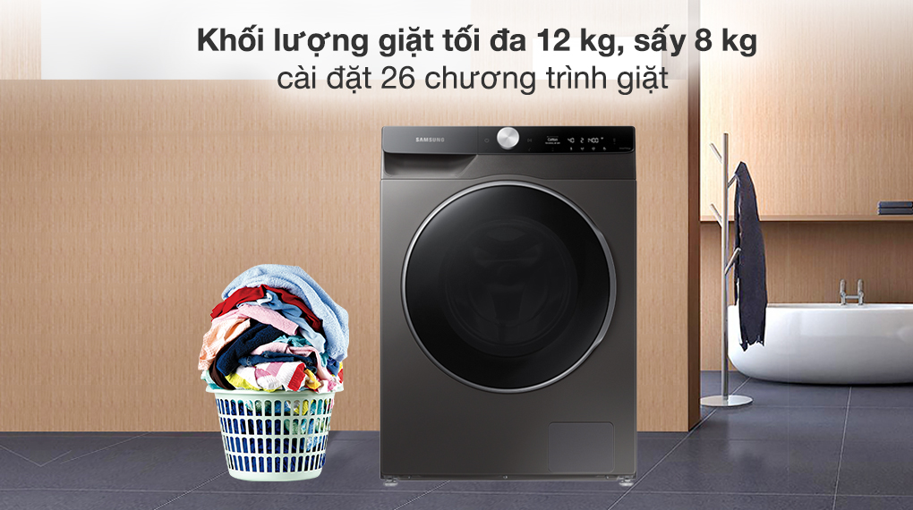 Máy giặt sấy Samsung WD12TP34DSX/SV đa dạng chương trình giặt 