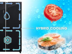 Tủ lạnh Sharp SJ-FXP640VG-BK trang bị Hệ thống làm lạnh kép Hybrid Cooling giúp tủ lạnh nhanh siêu tốc đến bất ngờ
