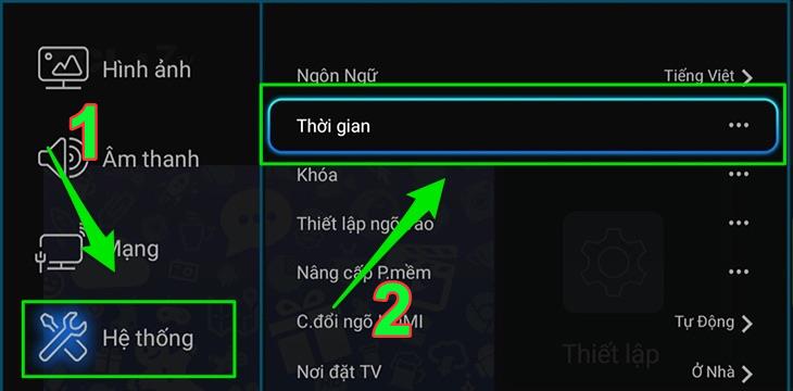 Hệ thống ngày giờ trên tivi TCL 65" bị lỗi