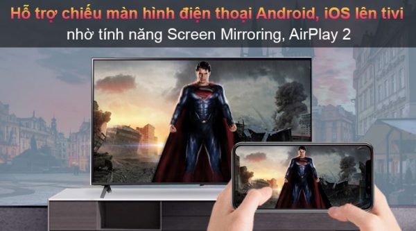 65Nano75 cho trình chiếu nội dung từ điện thoại Android, IOS lên tivi nhờ tính năng Screen Mirroring, AirPlay 2