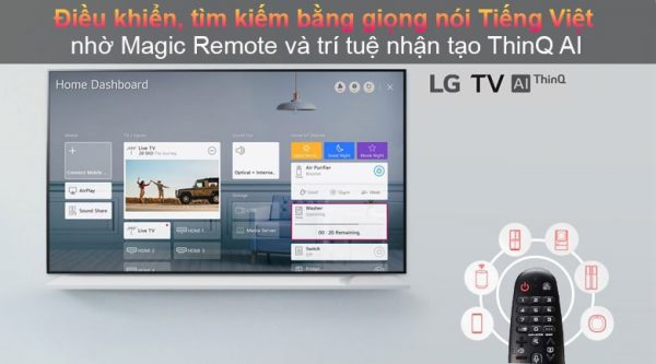 Tivi 65Nano75TPA có thể tìm kiếm thông tin nhanh hơn bằng giọng nói qua Remote đa nhiệm