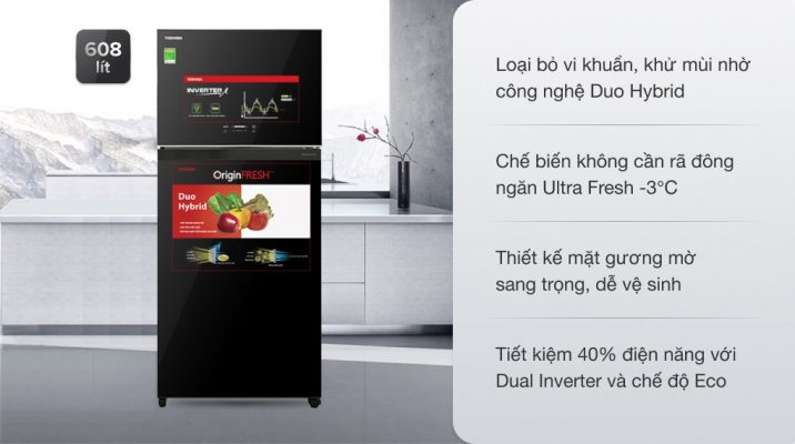 Tủ lạnh Toshiba GR-AG66VA (XK) Inverter 608 lít