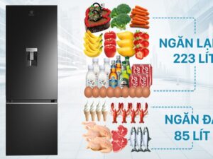 1. Tủ lạnh Elecrtrolux EBB3462K-H có dung tích 308 lít phù hợp với gia đình 3-4 thành viên