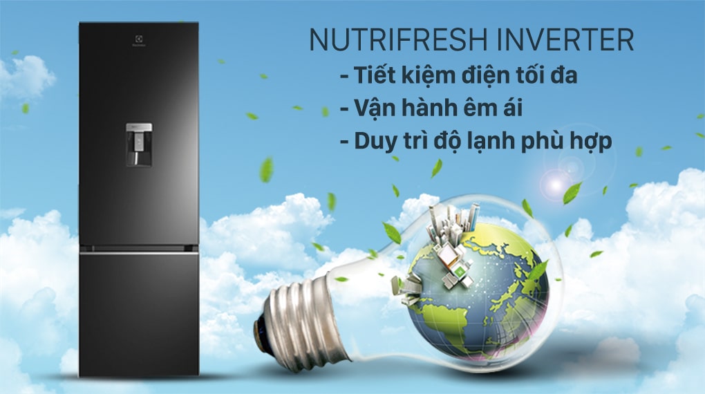 2. Công nghệ NutriFresh Inverter tiết kiệm điện hiệu quả trên tủ lạnh Electrolux EBB3402K-A