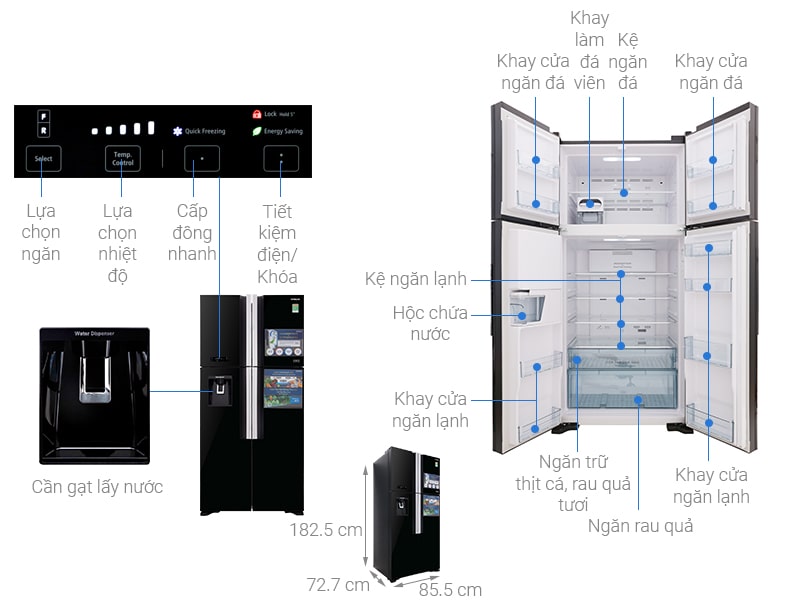 1. Hình ảnh tổng quan Tủ lạnh Hitachi 540L inverter R-FW690PGV7 GBK