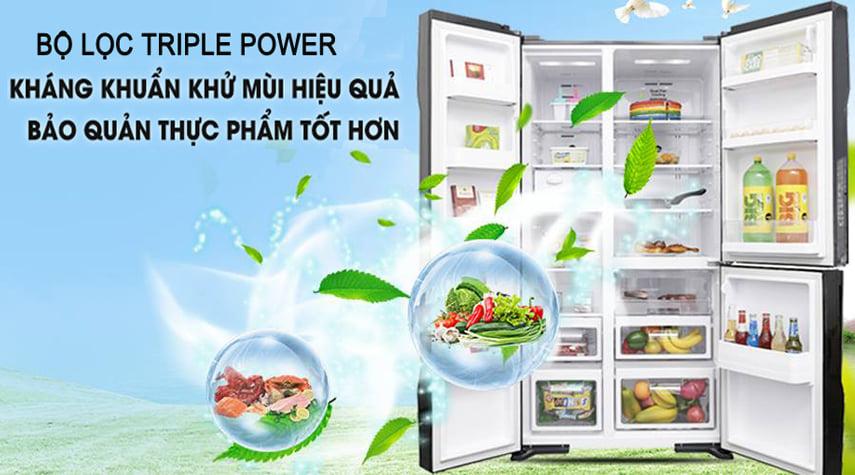 Tủ lạnh R-M800PGV0 GBK trang bị bộ lọc Triple Power kháng khuẩn, khử mùi hiệu quả