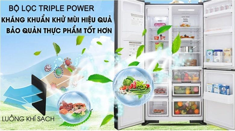 11. Tủ lạnh Hitachi với bộ lọc Triple Power kháng khuẩn khử mùi vượt trội 