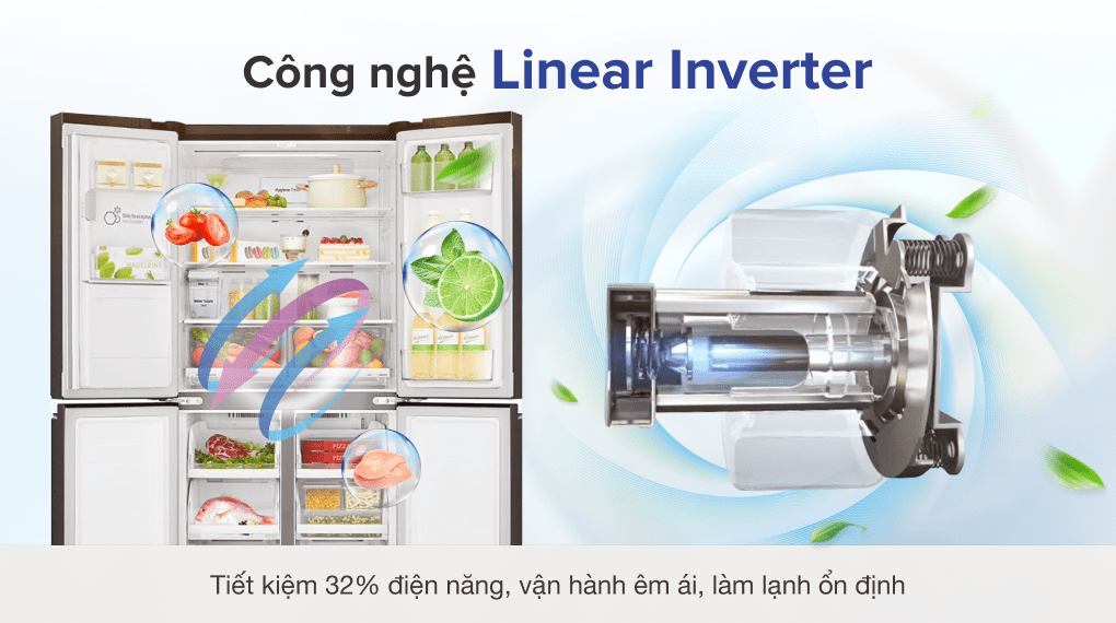 4. Tủ lạnh LG model GR-D22MB sở hữu công nghệ Linear Inverter giúp tiết kiệm điện năng