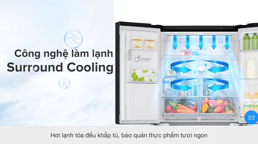 7. Tủ lạnh side by side LG sở hữu công nghệ làm lạnh Surround Cooling