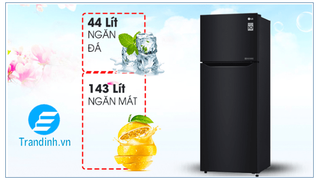 1. Tủ lạnh LG GN-L205WB dung tích 187 lít phù hợp với gia đình 2-3 người