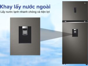 2. Thiết kế tủ lạnh LG 374 lít tiện lợi với ngăn lấy nước bên ngoài và chế độ làm đá tiết kiệm