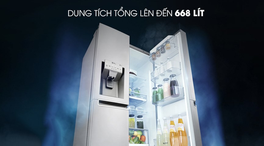 2. Tủ lạnh LG 635 Lít GR-D257JS có dung tích chứa lớn
