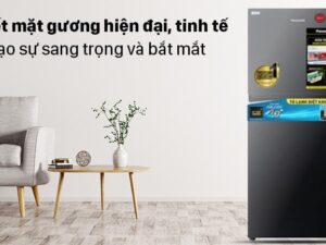 1. Tủ lạnh Panasonic NR-TV301VGMV với thiết mặt gương hiện đại, tinh tế