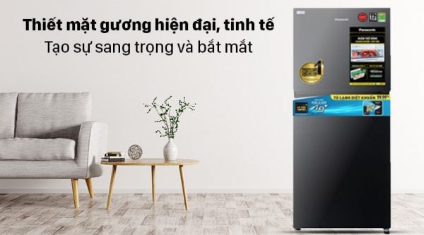1. Tủ lạnh Panasonic NR-TV301VGMV với thiết mặt gương hiện đại, tinh tế