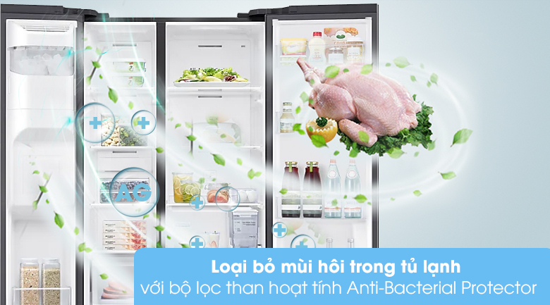 Tủ lạnh Samsung Inverter RS64T5F01B4/SV - Bộ lọc than hoạt tính Anti-Bacterial Protector loại bỏ mùi hôi