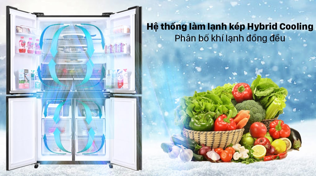 5. Tủ lạnh Sharp SJ-FXP600VG-BK làm lạnh thực phẩm toàn diện