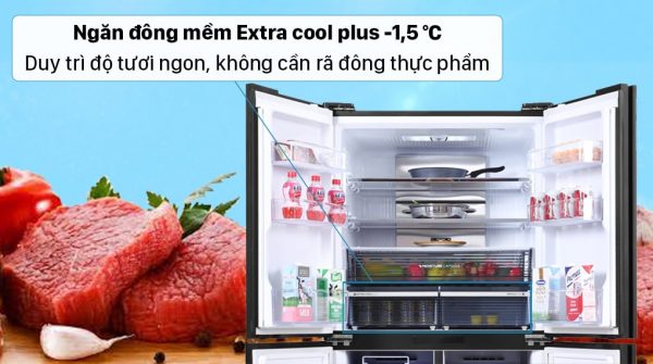 Ngăn đông mềm Extra Cool Plus giúp bảo quản thực phẩm không cần rã đông