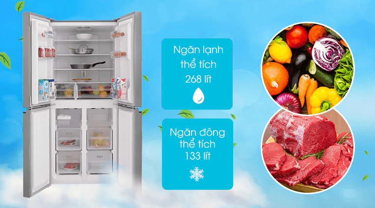 3. Dung tích tủ lạnh phù hợp cho gia đình 4-5 người