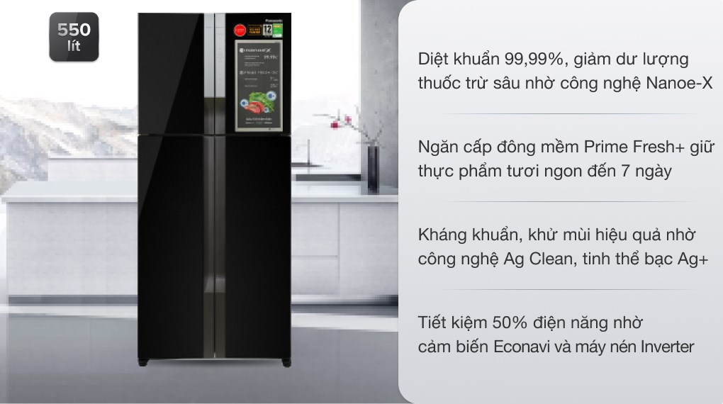 3. Tủ lạnh Panasonic NR-DZ601VGKV Inverter 550 lít