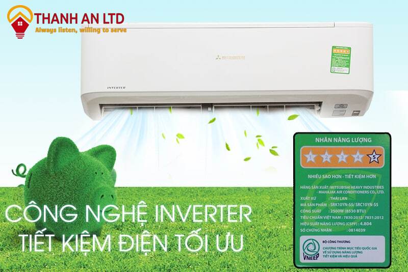 5. Máy lạnh Mitsubishi Heavy sở hữu công nghệ Inverter hiện đại tiết kiệm điện