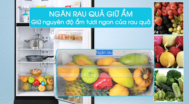 8. Tủ lạnh Aqua AQR-T219FA(PB) trang bị ngăn đựng rau quả riêng biệt